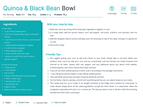 Quinoa Black Bean Bowl Easy Recipe by LUM